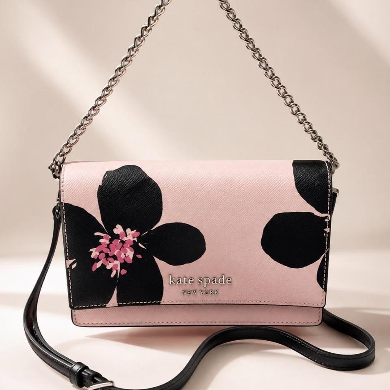 Kate Spade Cameron Grand Flora Pink And Black Floral Crossbody Bag